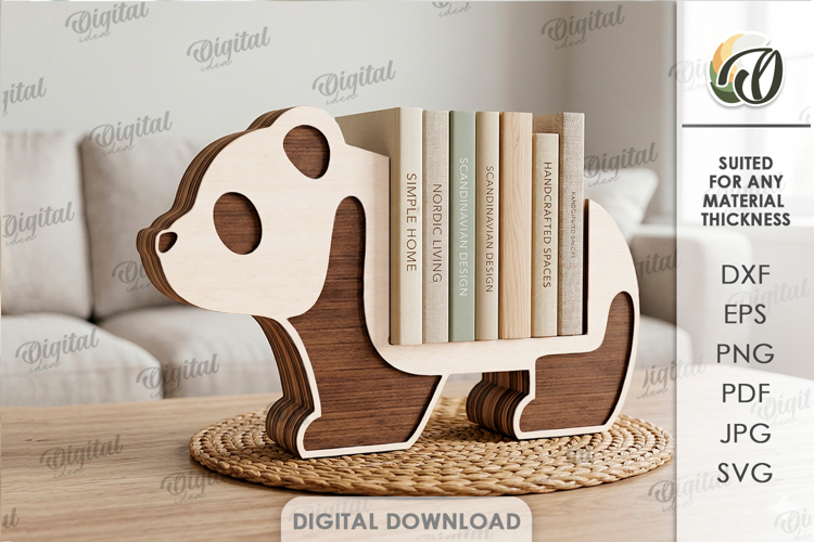3D Book Holder Laser Cut. Panda stand SVG