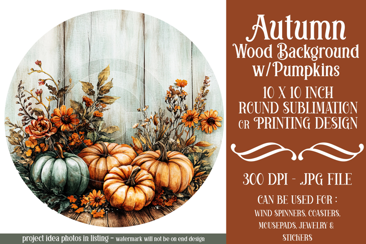 Autumn Wind Spinner, Sublimation Autumn Round Design, r2