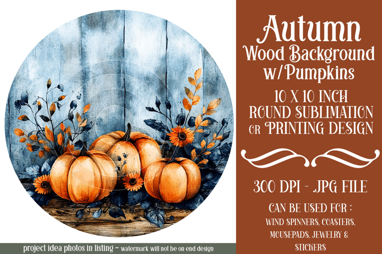 Autumn Wind Spinner, Sublimation Autumn Round Design, r7