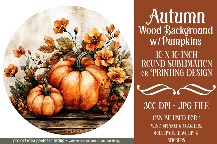 Autumn Wind Spinner, Sublimation Autumn Round Design, r8