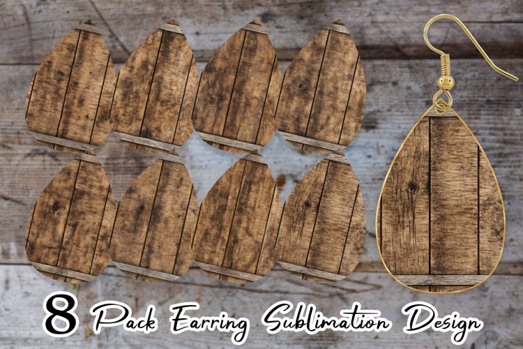 Wood Barrel Texture Earring teardrop sublimation design