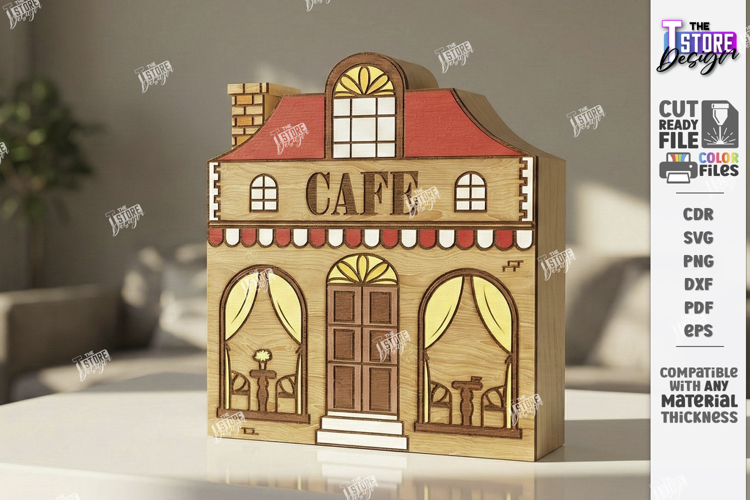 Miniature Village Blocks Toy Laser Cut | Town House