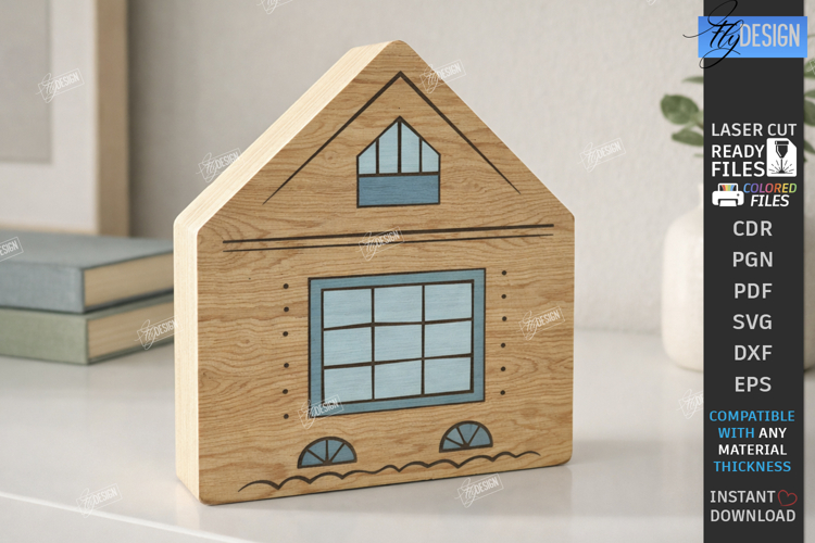 Miniature Village Block Toy Laser Cut | Layered Town House