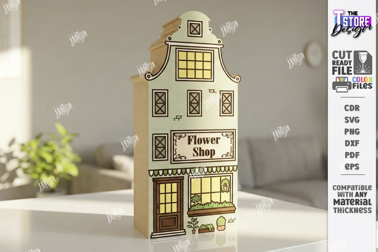 Miniature Village Blocks Toys Laser Cut | Town House