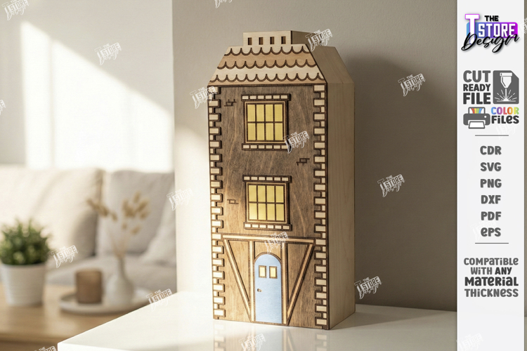 Miniature Village Blocks Toys Laser Cut | Town House