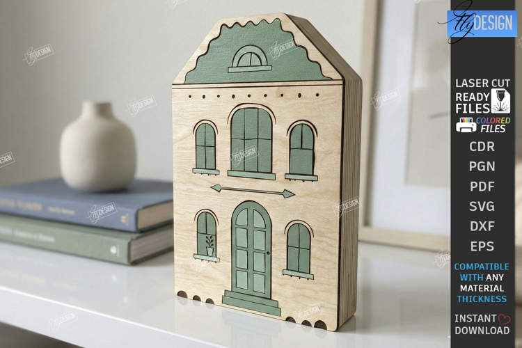 Miniature Village Block Toy Laser Cut | Layered Town House
