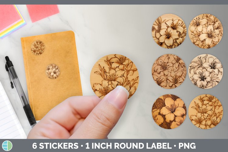 Bundle of six Pyrographic Azaleas Stickers designs.