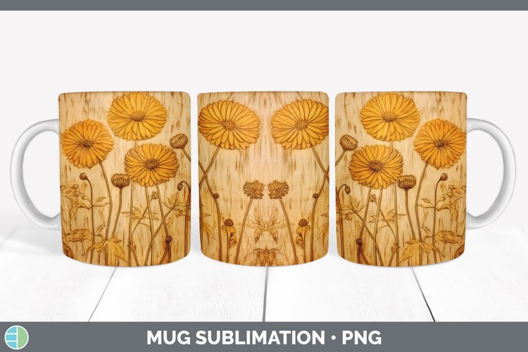 GorgeousPyrographic Calendulas Mug Wrap design.