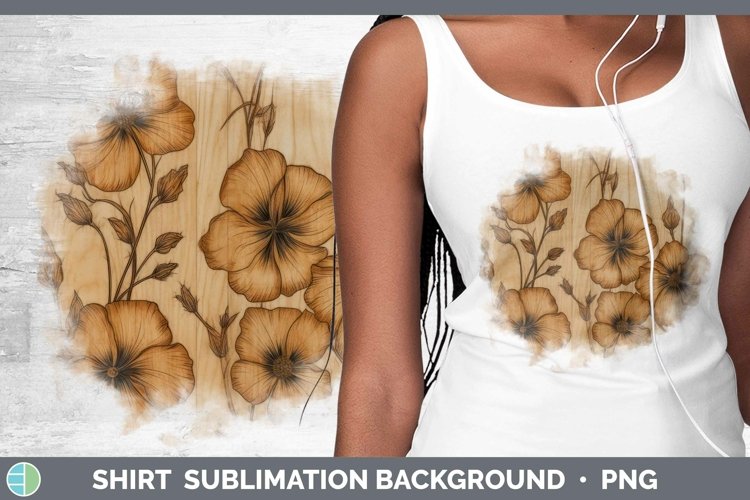 Wood Burned Flowers Abutilon Shirt Sublimation Sublimation B