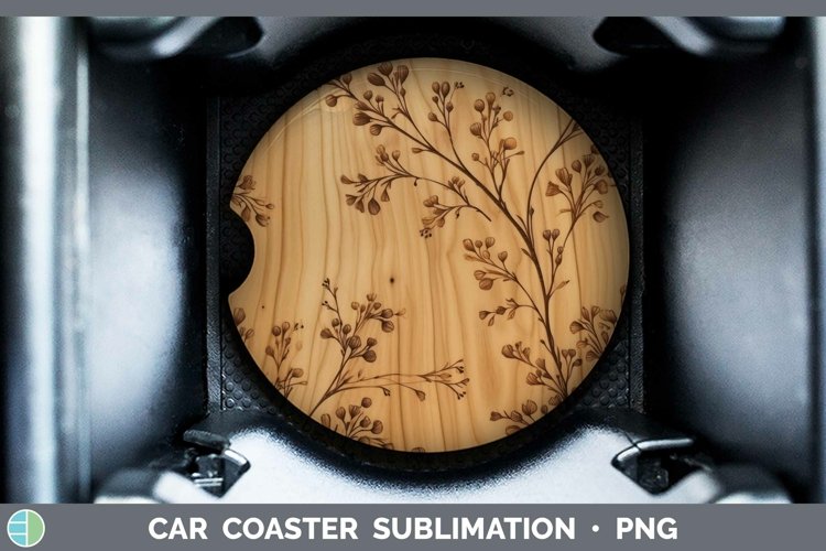 GorgeousWood Burned Flowers Car Coaster design.