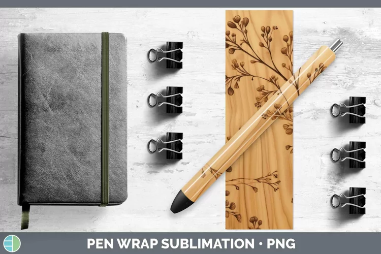 Wood Burned Flowers Acacia Pen Wrap Sublimation Epoxy Pen De