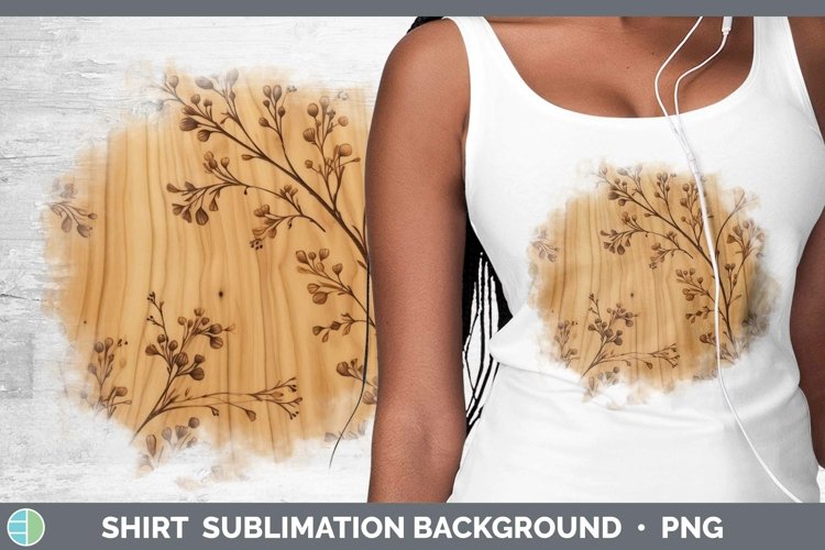 Wood Burned Flowers Acacia Shirt Sublimation Sublimation Bac