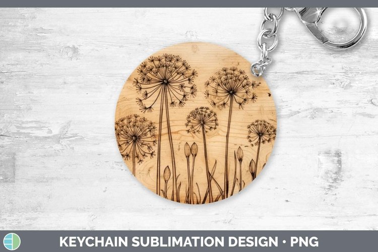 GorgeousWood Burned Flowers Keychain design.