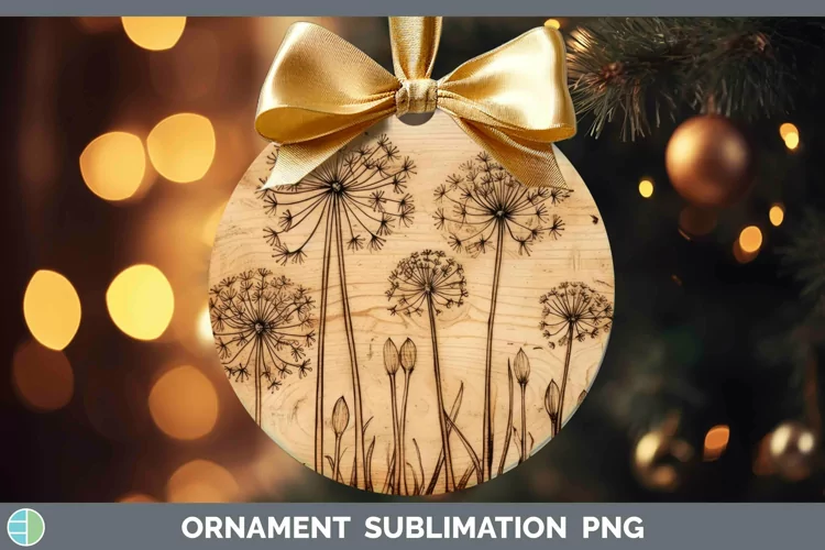 Wood Burned Flowers Allium Ornament Sublimation Bauble Desig