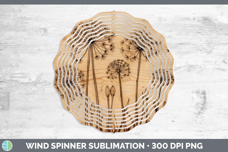 GorgeousWood Burned Flowers Wind Spinner design.