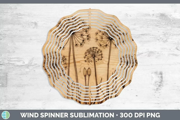 Wood Burned Flowers Allium Wind Spinner Sublimation Spinner