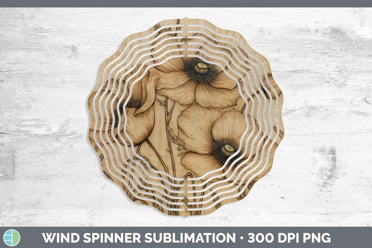 GorgeousWood Burned Flowers Wind Spinner design.