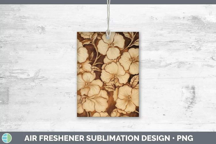 Wood Burned Flowers Begonia Air Freshener Sublimation Car Fr