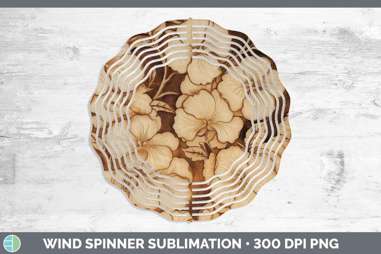 GorgeousWood Burned Flowers Wind Spinner design.