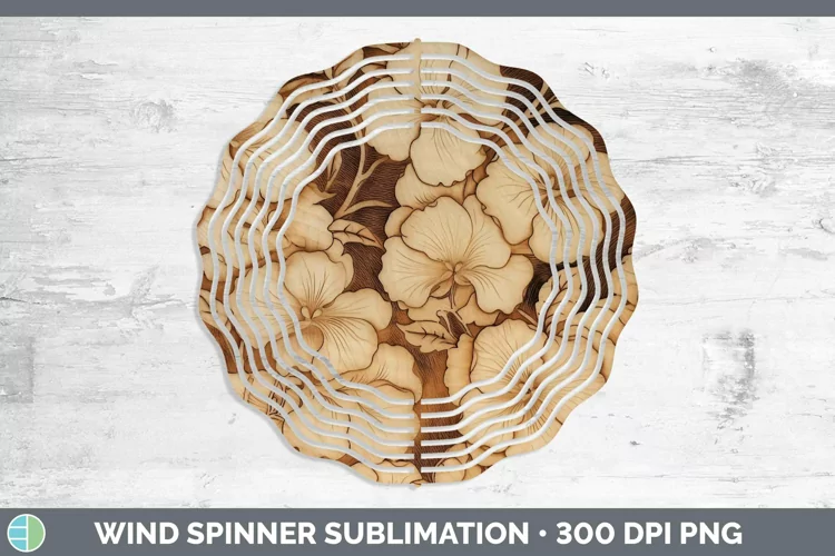 Wood Burned Flowers Begonia Wind Spinner Sublimation Spinner