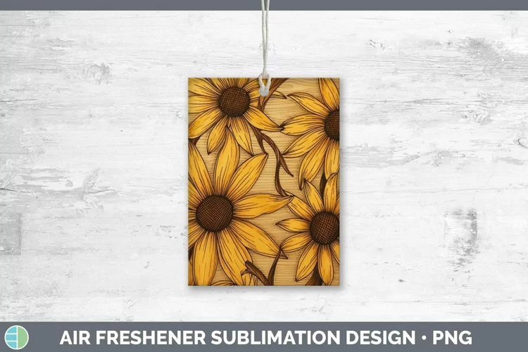 Wood Burned Flowers Black-eyed Susan Air Freshener Sublimati