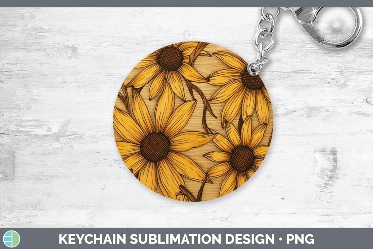 GorgeousWood Burned Flowers Keychain design.