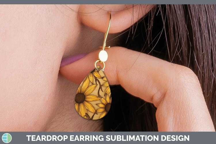 GorgeousWood Burned Flowers Teardrop Earrings design.