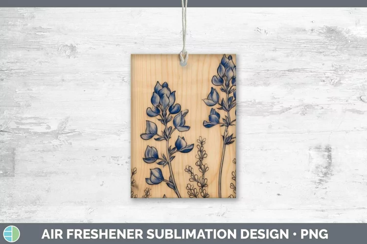 Wood Burned Flowers Bluebonnet Air Freshener Sublimation Car