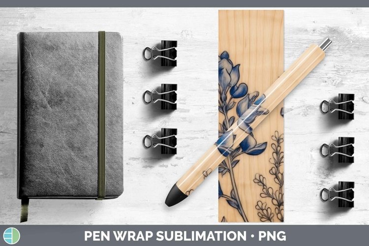 GorgeousWood Burned Flowers Pen Wrap design.