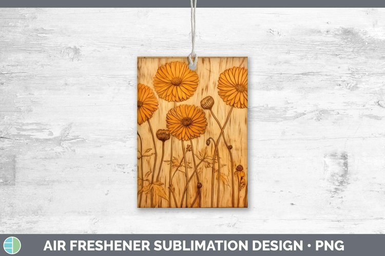 GorgeousWood Burned Flowers Air Freshener design.