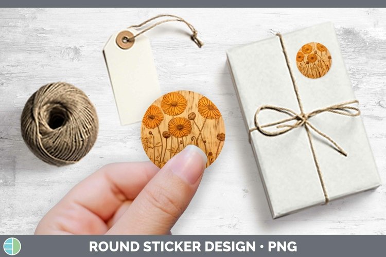 GorgeousWood Burned Flowers Stickers design.