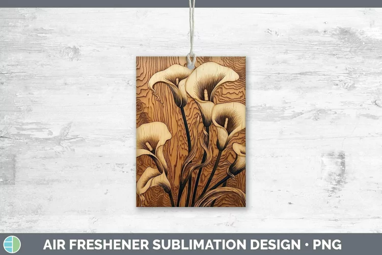 Wood Burned Flowers Calla Lily Air Freshener Sublimation Car