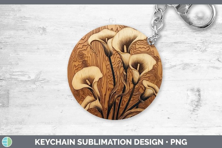 GorgeousWood Burned Flowers Keychain design.