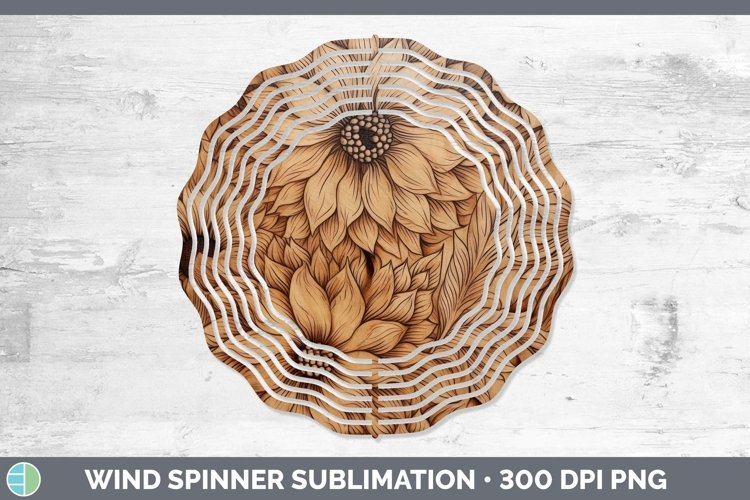 Wood Burned Flowers Dahlia Wind Spinner Sublimation Spinner