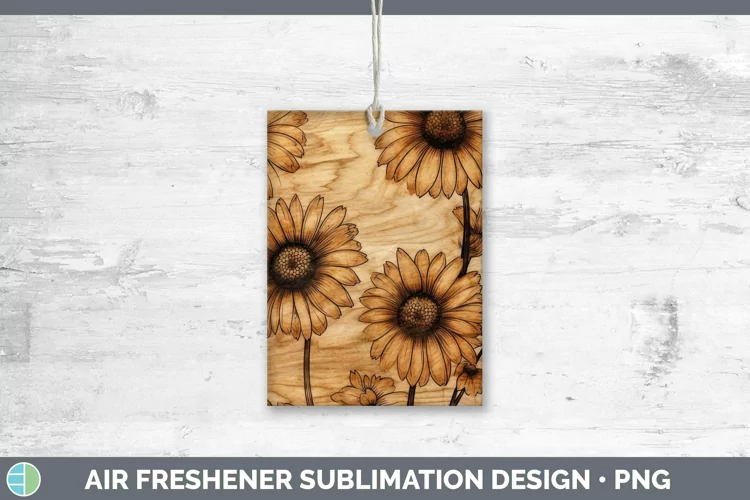 Wood Burned Flowers Daisy Air Freshener Sublimation Car Fres