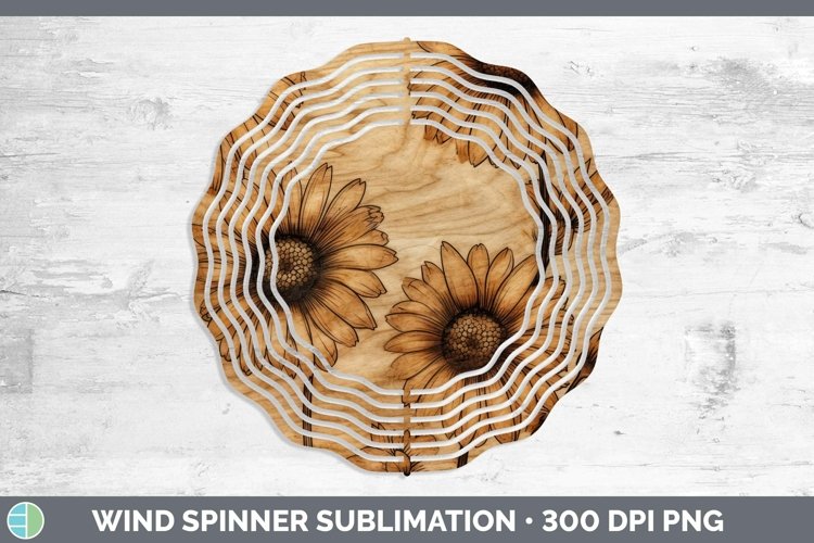 Wood Burned Flowers Daisy Wind Spinner Sublimation Spinner D
