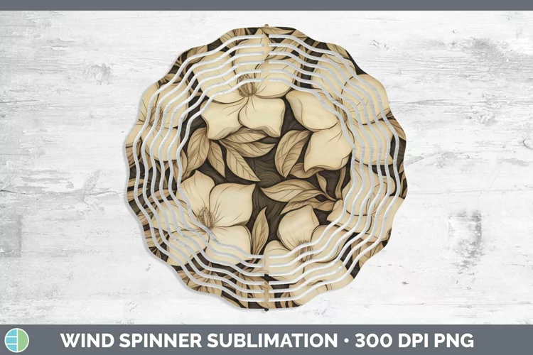 Wood Burned Flowers Gardenia Wind Spinner Sublimation Spinne