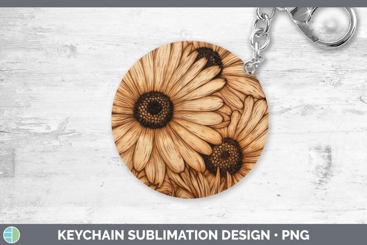 GorgeousWood Burned Flowers Keychain design.
