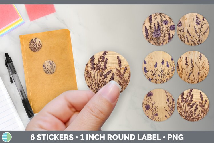 Bundle of six Pyrographic Lavenders Stickers designs.