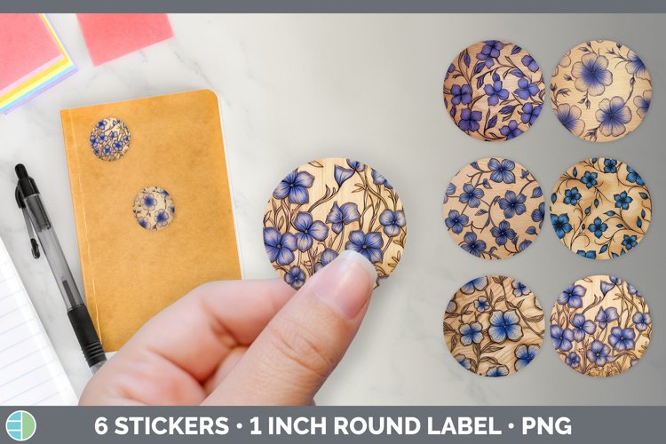 Bundle of six Pyrographic Periwinkles Stickers designs.
