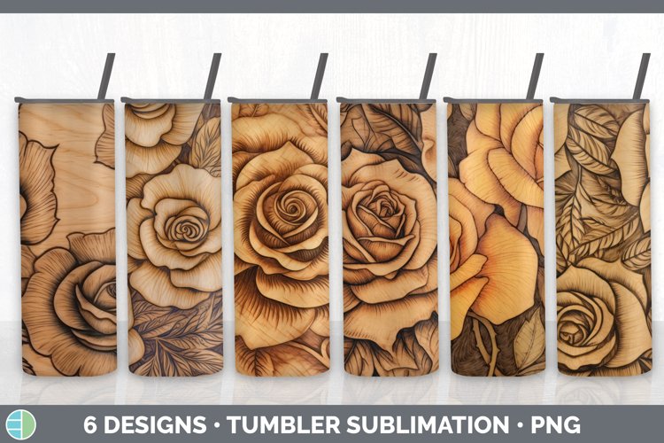 Bundle of six Pyrographic Roses Tumbler designs.