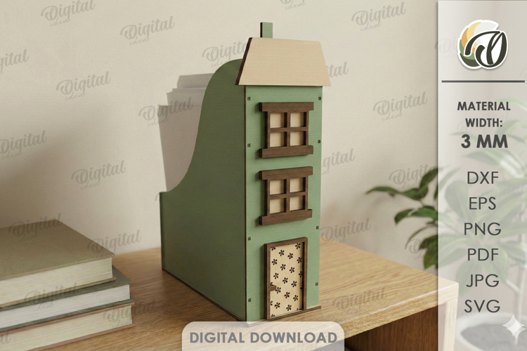 3D House Office Organizer Laser Cut. Desk Organizer SVG