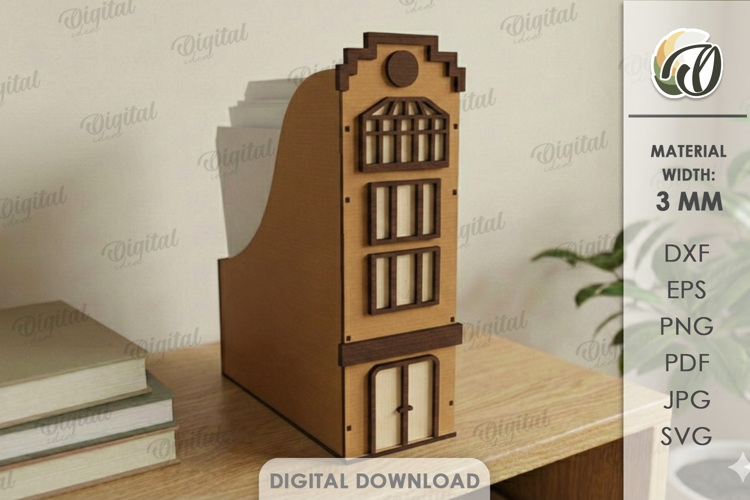 3D House Office Organizer Laser Cut. Desk Organizer SVG