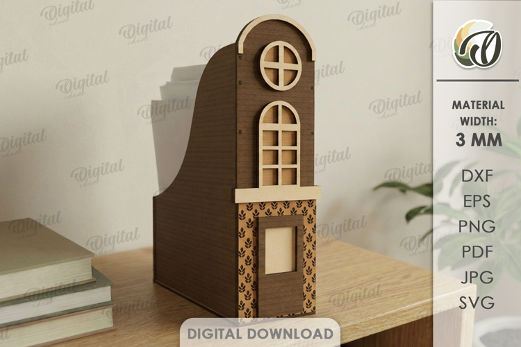 3D House Office Organizer Laser Cut. Desk Organizer SVG