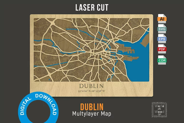 Dublin 3d Map - Wood Multilayer Laser Cut files