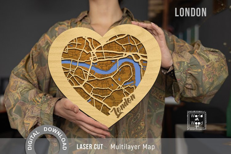 Heart Map London SVG, 3D Street Laser Map