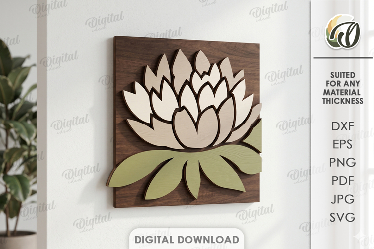 3D Mosaic Wall Art Laser Cut. Wall Decor. Flower SVG example image 1