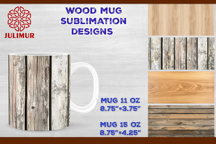 Rustic Wood Texture Mug Wrap Sublimation Design PNG