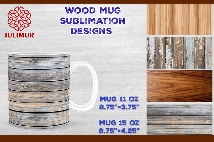 Rustic Wood Texture Mug Wrap Sublimation Design PNG