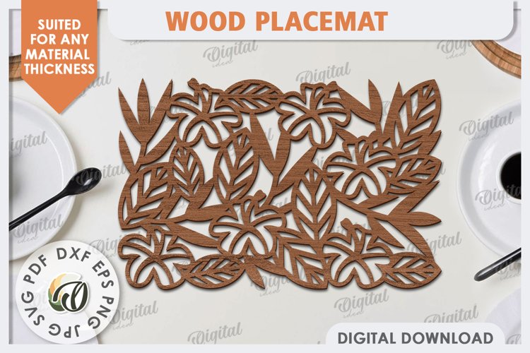 Wood Placemat Laser Cut. Home Decor. Wood Coasters SVG